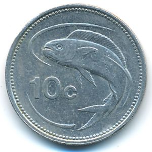 Malta, 10 cents, 1986