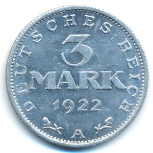 Веймарская республика, 3 марки (1922 г.)