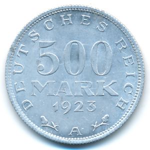 Weimar Republic, 500 mark, 1923