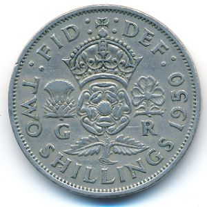 Великобритания, 2 шиллинга (1950 г.)