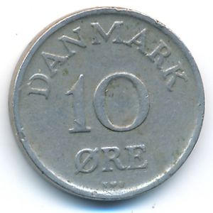Denmark, 10 ore, 1949
