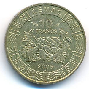 Central African Republic, 10 francs CFA, 2006