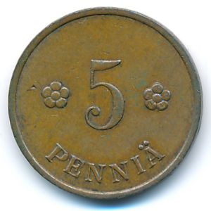 Finland, 5 pennia, 1935