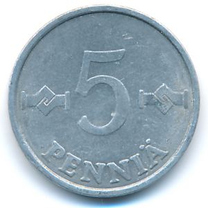 Finland, 5 pennia, 1980