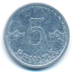 Finland, 5 pennia, 1986