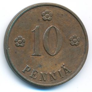 Finland, 10 pennia, 1926