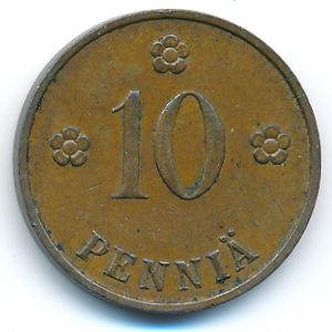 Finland, 10 pennia, 1935