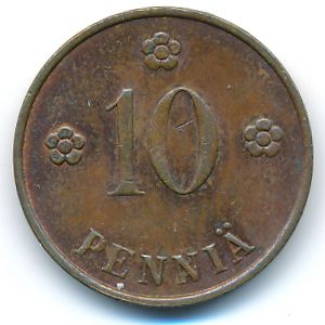 Finland, 10 pennia, 1937