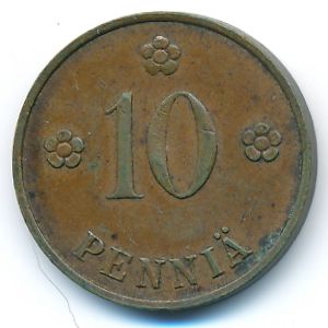 Finland, 10 pennia, 1939