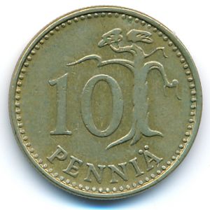 Finland, 10 pennia, 1964