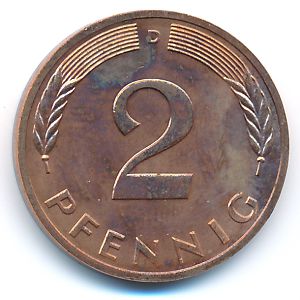 ФРГ, 2 пфеннига (1983 г.)