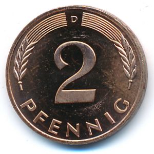 ФРГ, 2 пфеннига (1991 г.)