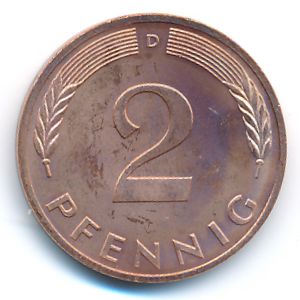 West Germany, 2 pfennig, 1992