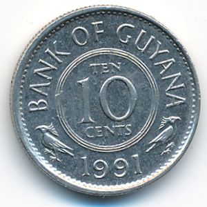 Гайана, 10 центов (1991 г.)