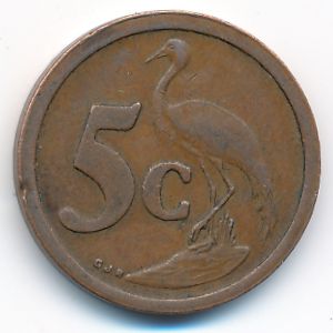 South Africa, 5 cents, 1990
