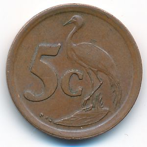 South Africa, 5 cents, 1991