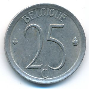 Belgium, 25 centimes, 1966