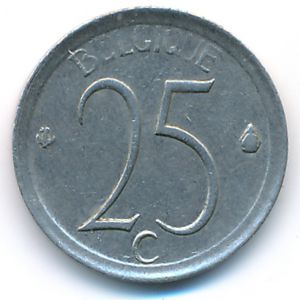 Belgium, 25 centimes, 1974