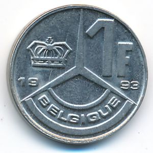 Belgium, 1 franc, 1993