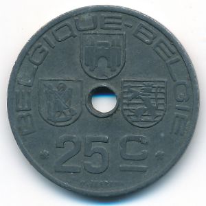 Belgium, 25 centimes, 1946