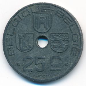 Belgium, 25 centimes, 1946