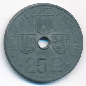 Belgium, 25 centimes, 1946