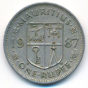 Mauritius, 1 rupee, 1987