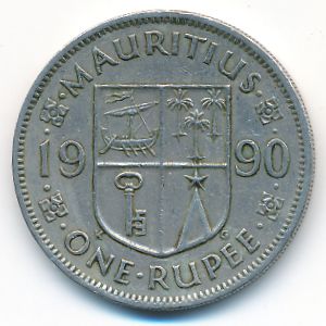 Mauritius, 1 rupee, 1990