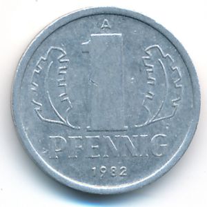 German Democratic Republic, 1 pfennig, 1982
