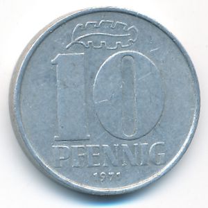 German Democratic Republic, 10 pfennig, 1971
