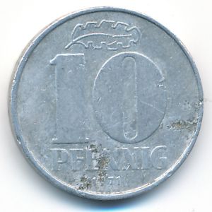 German Democratic Republic, 10 pfennig, 1971