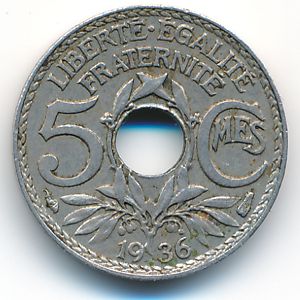 France, 5 centimes, 1936