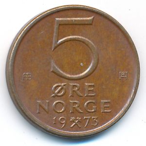 Norway, 5 ore, 1973