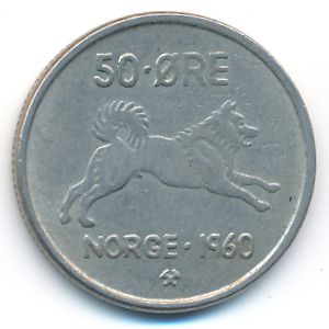 Норвегия, 50 эре (1960 г.)