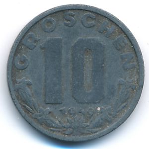 Austria, 10 groschen, 1949