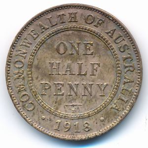 Australia, 1/2 penny, 1918