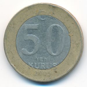 Turkey, 50 new kurus, 2005