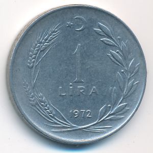 Turkey, 1 lira, 1972
