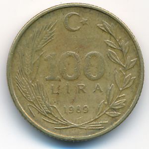 Turkey, 100 lira, 1989
