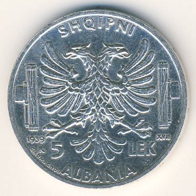 Албания, 5 лек (1939 г.)