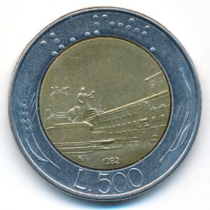Италия, 500 лир (1982 г.)