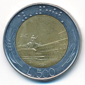 Италия, 500 лир (1984 г.)