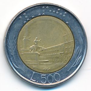Italy, 500 lire, 1986