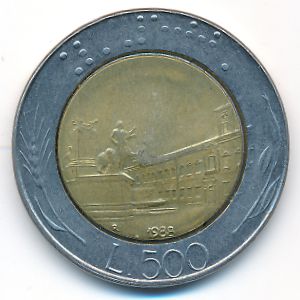 Italy, 500 lire, 1988