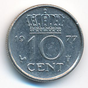 Нидерланды, 10 центов (1977 г.)