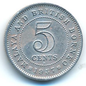 Малайя и Британское Борнео, 5 центов (1957 г.)