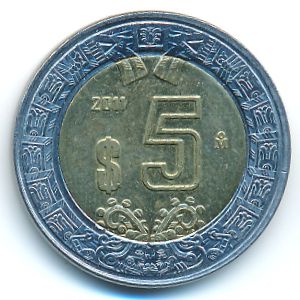 Mexico, 5 pesos, 2011