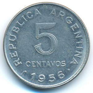 Argentina, 5 centavos, 1956