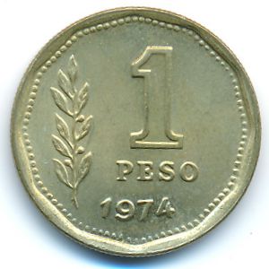 Argentina, 1 peso, 1974