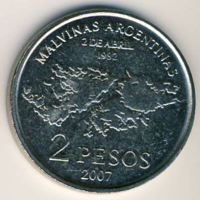 Аргентина, 2 песо (2007 г.)